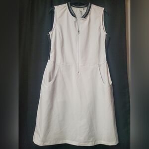 NVO Whitw Sundream Shay Sleeveless 1/4 Zip Golf Tennis with Pockets Dress SZ LG
